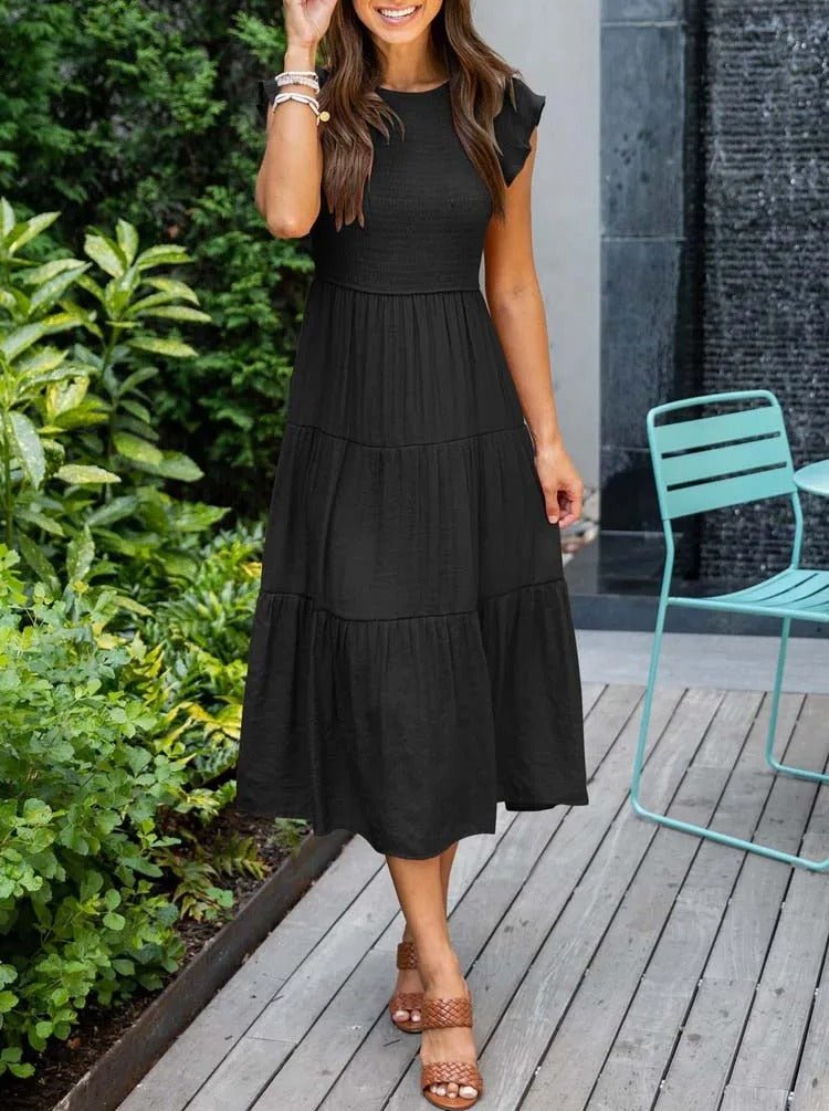 Midi Dress – Tiered Short-Sleeve Midi