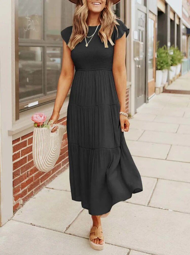 Midi Dress – Tiered Short-Sleeve Midi