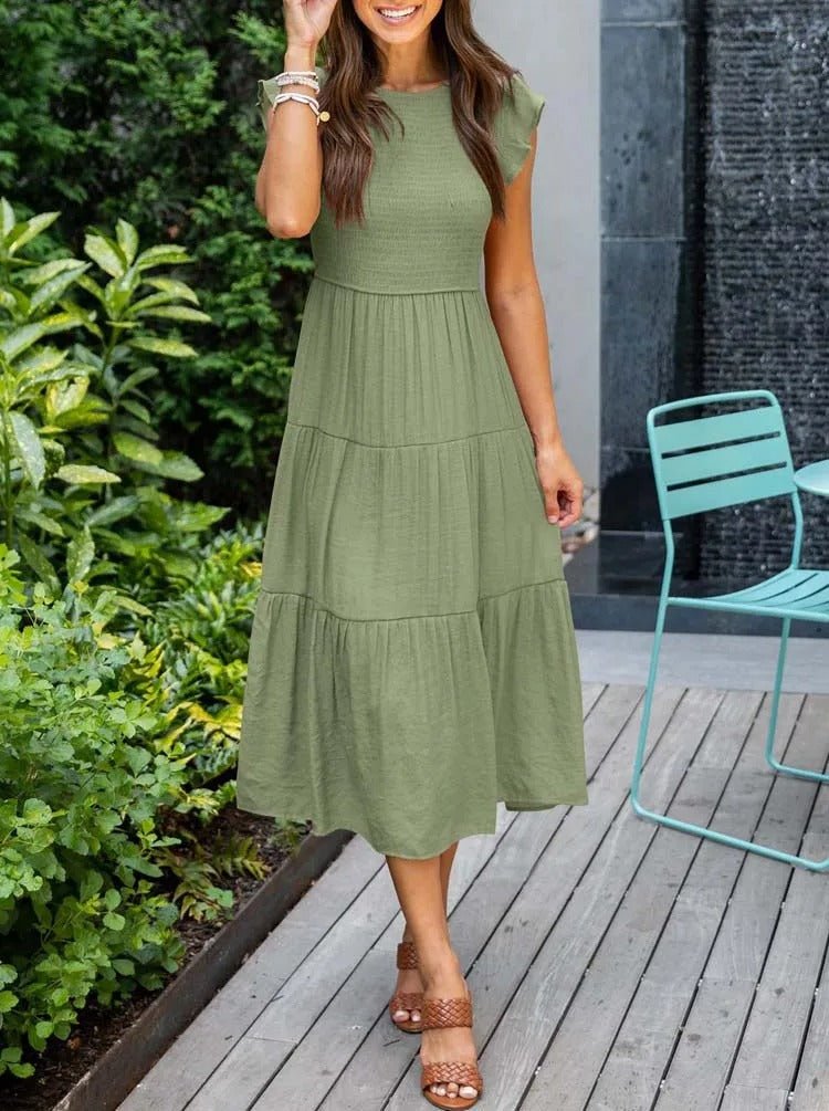 Midi Dress – Tiered Short-Sleeve Midi