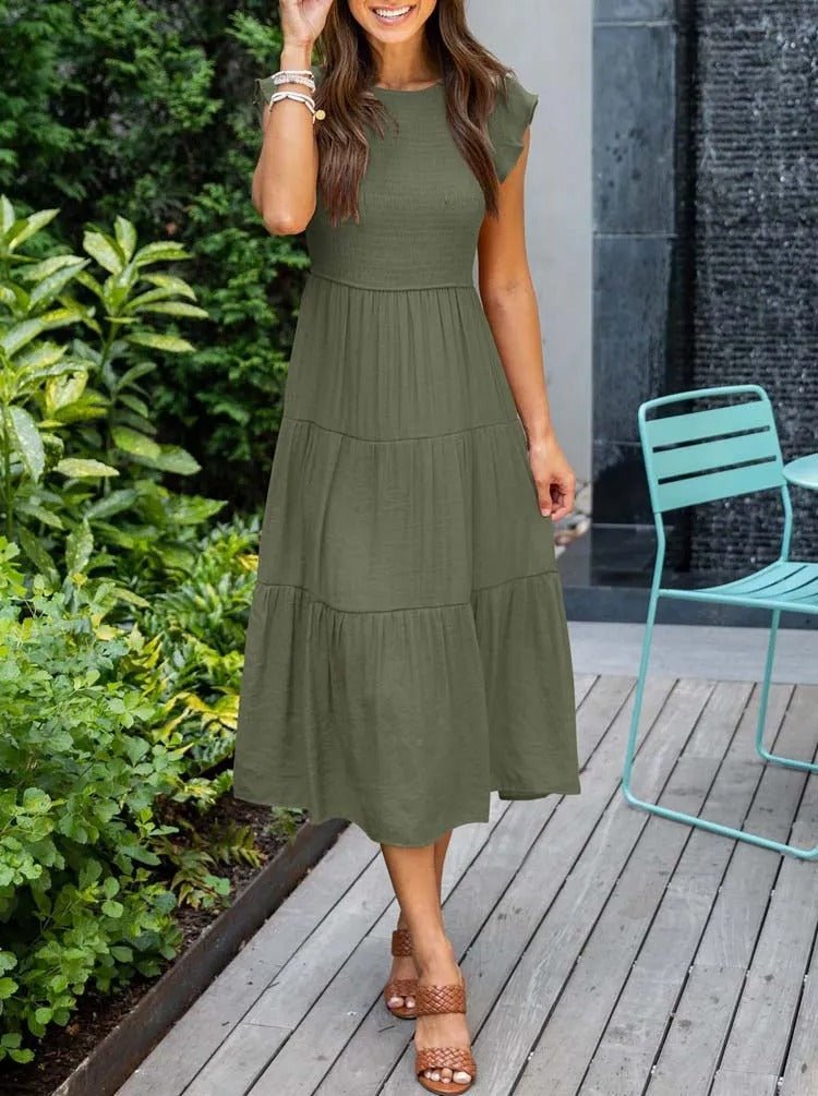 Midi Dress – Tiered Short-Sleeve Midi