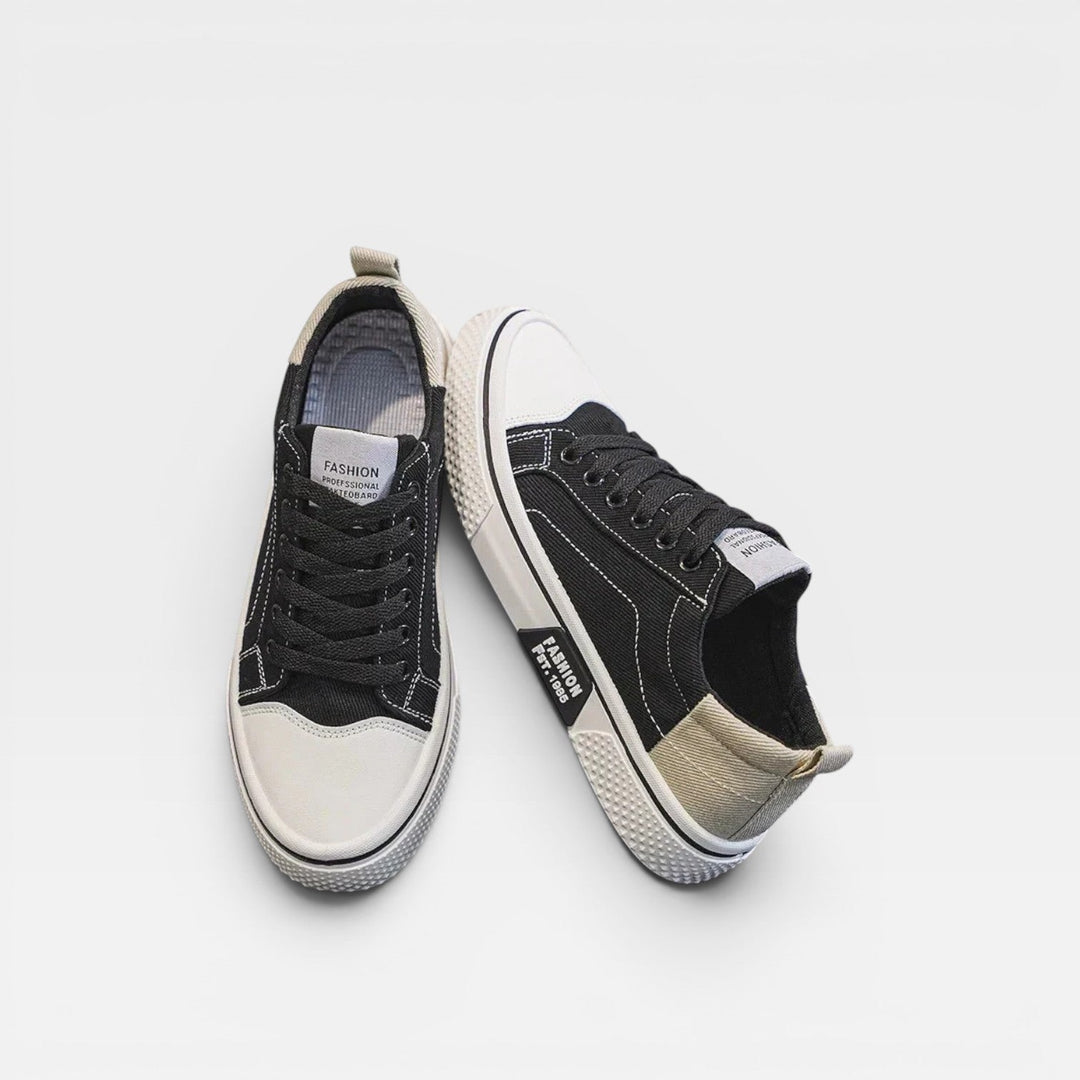 Men's Canvas Lace Up Trainers – Casual Low Top Sneakers
