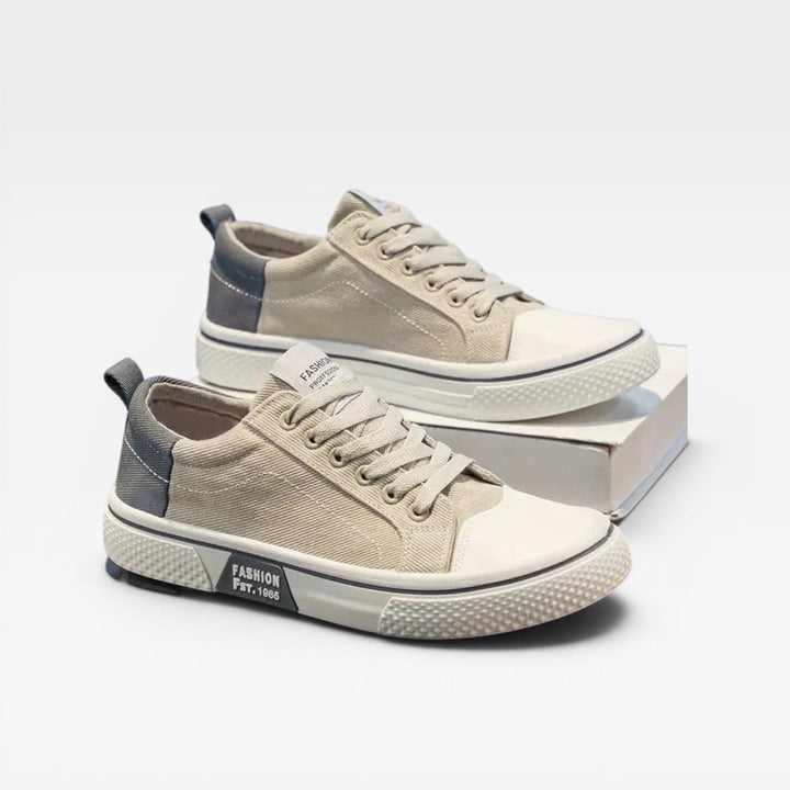 Men's Canvas Lace Up Trainers – Casual Low Top Sneakers
