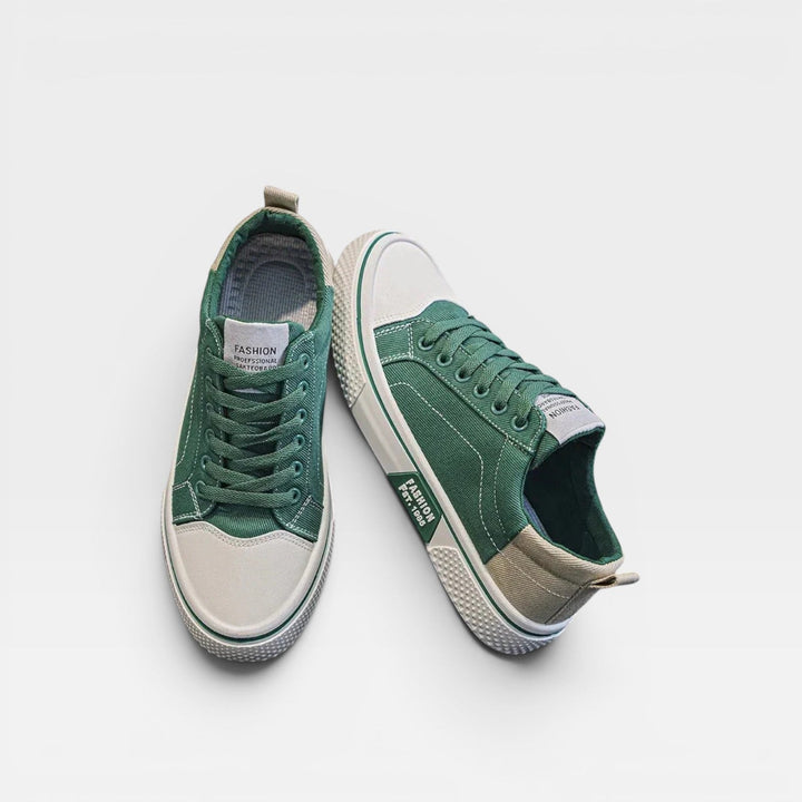 Men's Canvas Lace Up Trainers – Casual Low Top Sneakers