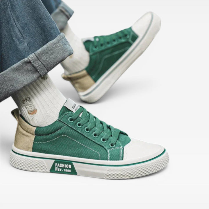 Men's Canvas Lace Up Trainers – Casual Low Top Sneakers