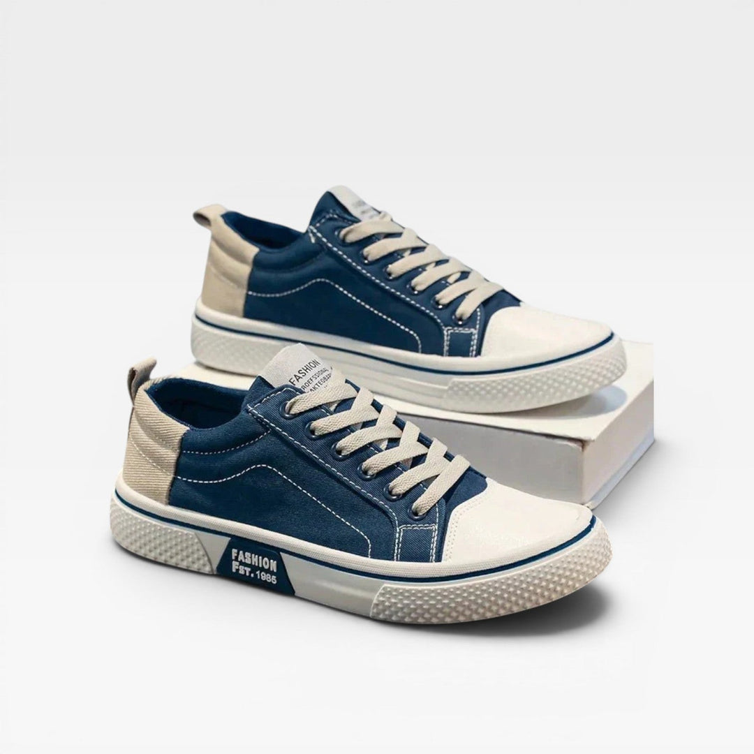 Men's Canvas Lace Up Trainers – Casual Low Top Sneakers