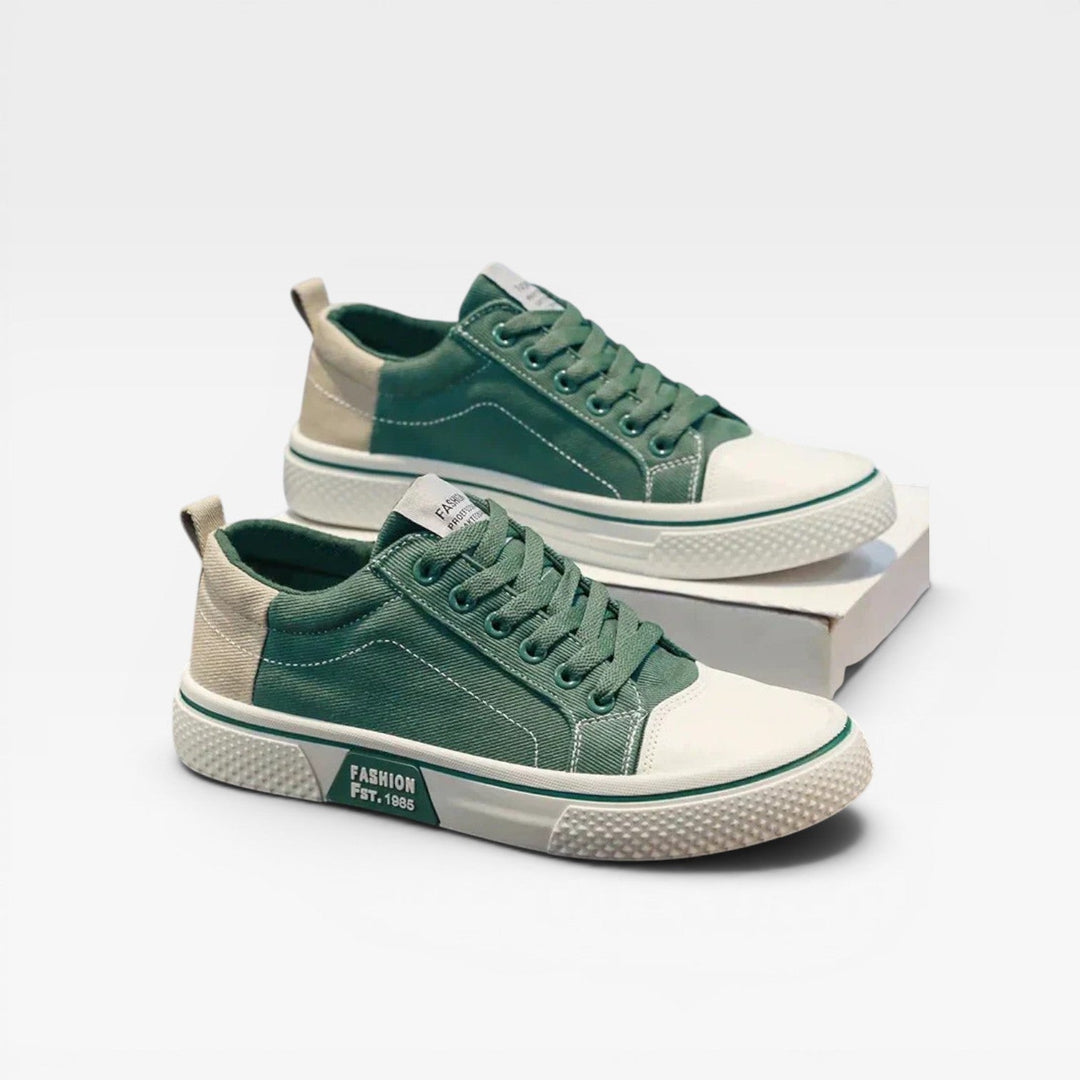 Men's Canvas Lace Up Trainers – Casual Low Top Sneakers