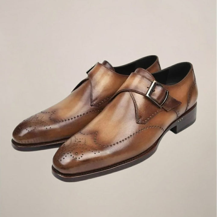 Brogue Dress Shoes with Monk Strap for Men