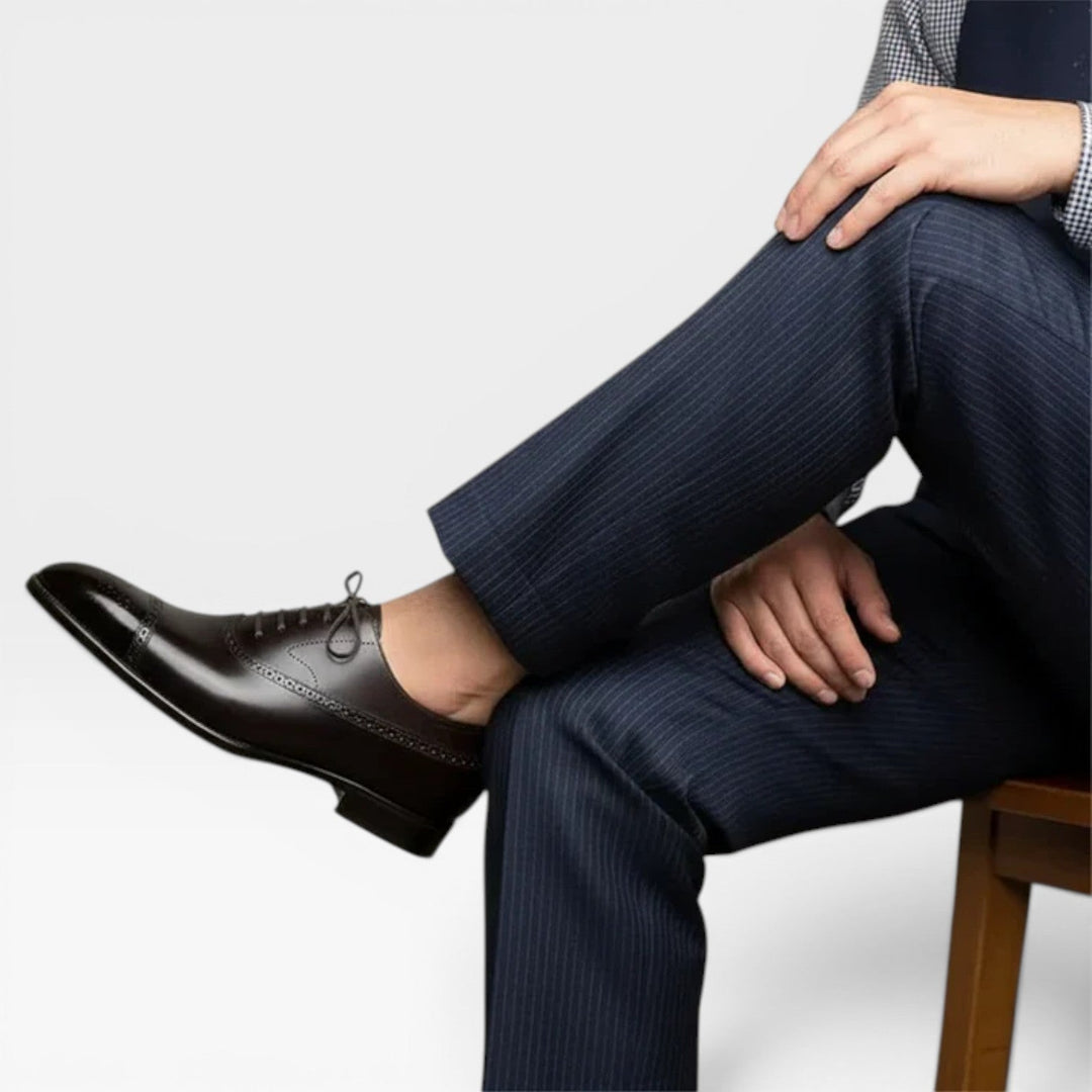 Men's Brogue Oxford Shoes – Classic Leather Lace Up Cap Toe Dress Shoes
