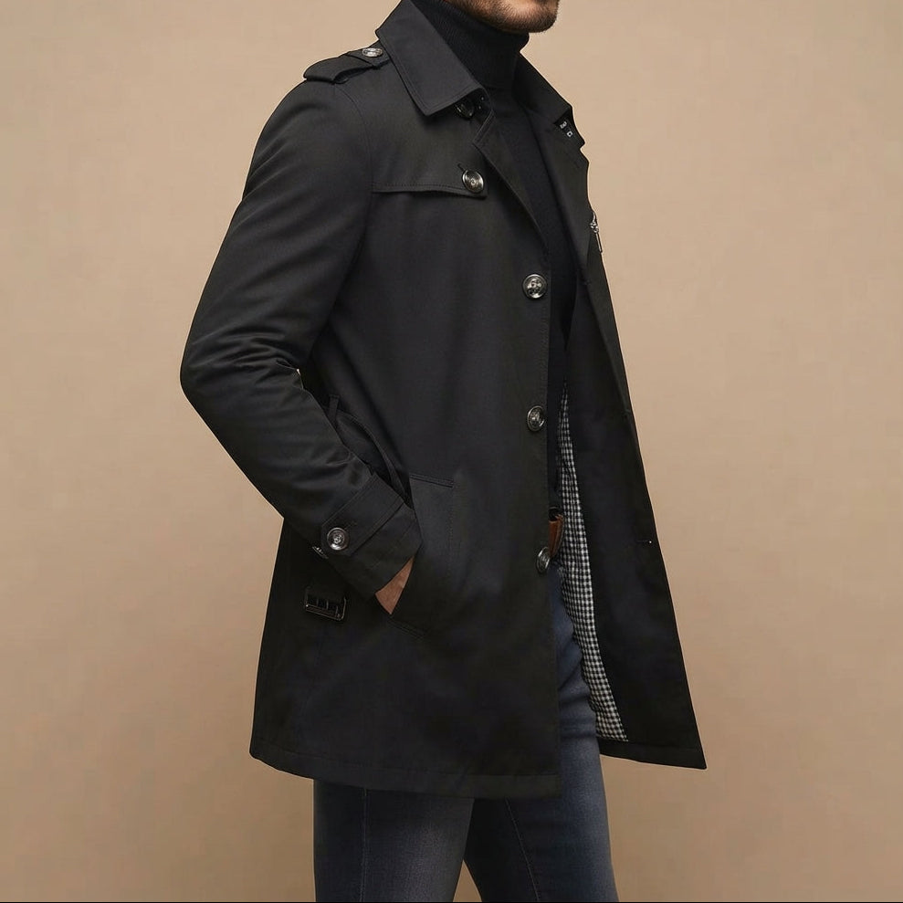 Men’s Trench Coat Casual Long Jacket Business Outerwear