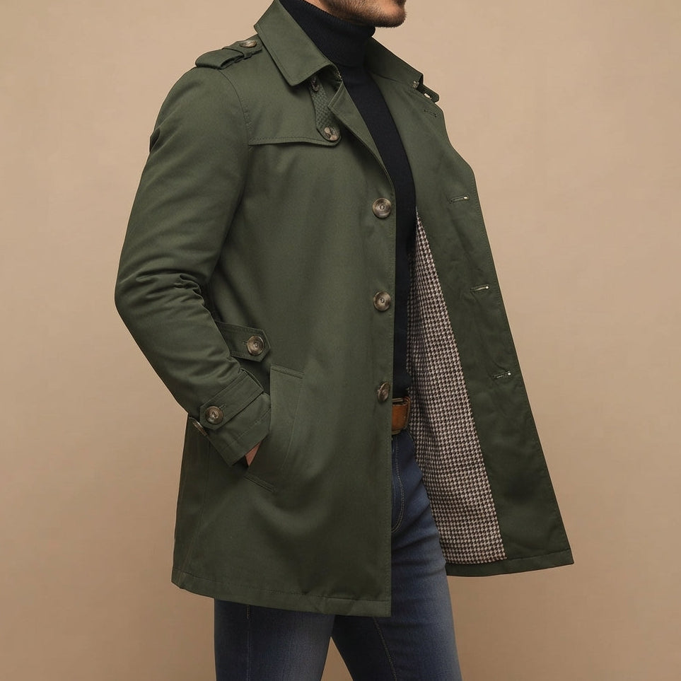 Men’s Trench Coat Casual Long Jacket Business Outerwear