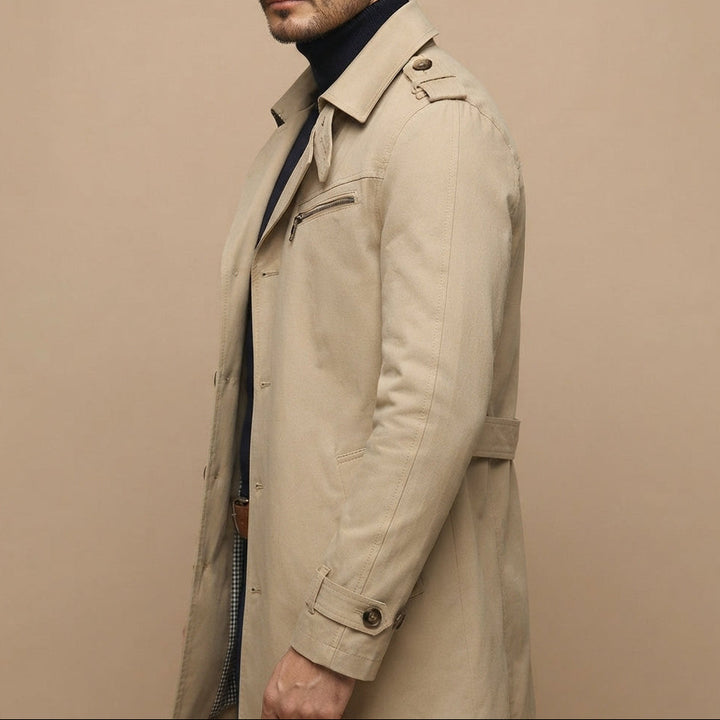Men’s Trench Coat Casual Long Jacket Business Outerwear