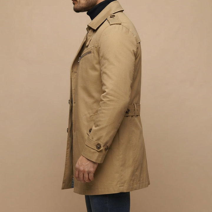 Men’s Trench Coat Casual Long Jacket Business Outerwear