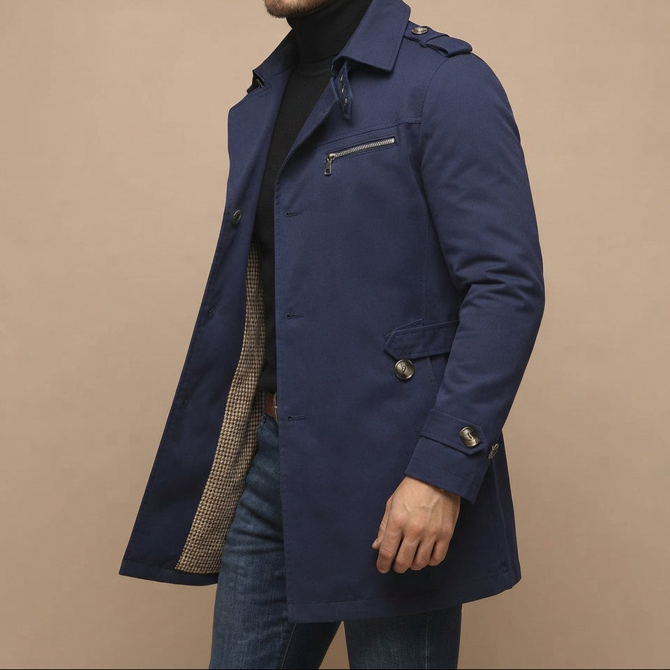 Men’s Trench Coat Casual Long Jacket Business Outerwear