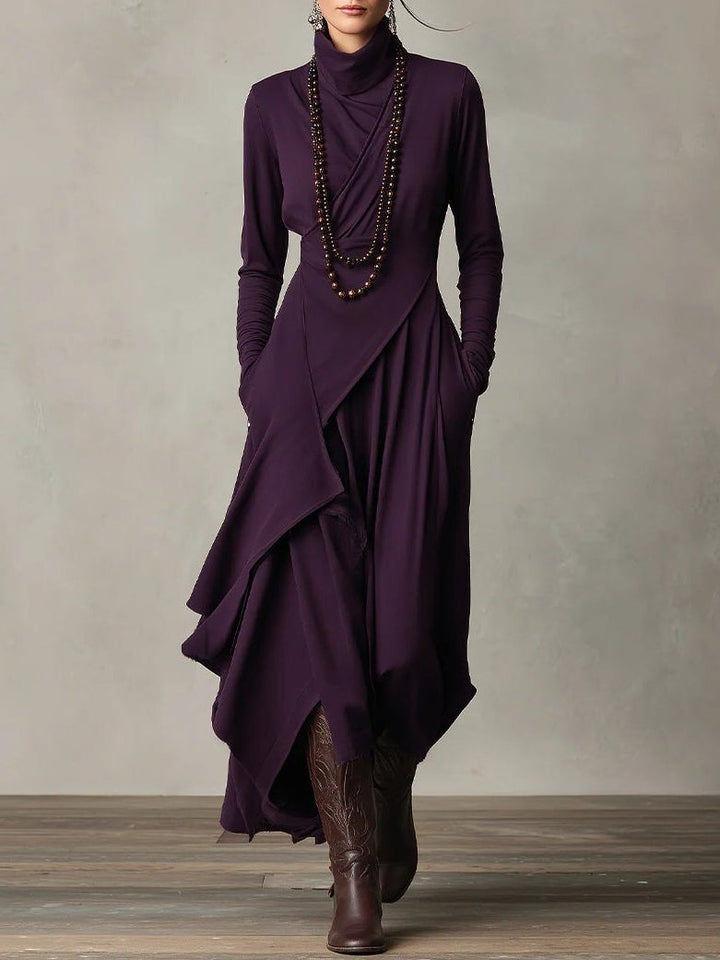 Winter Maxi Dress with Roll Neck and Long Sleeves for Women