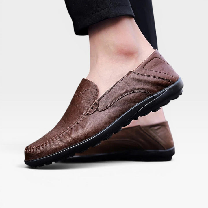 Men's Genuine Leather Loafers – Breathable Slip On Casual Summer Shoes
