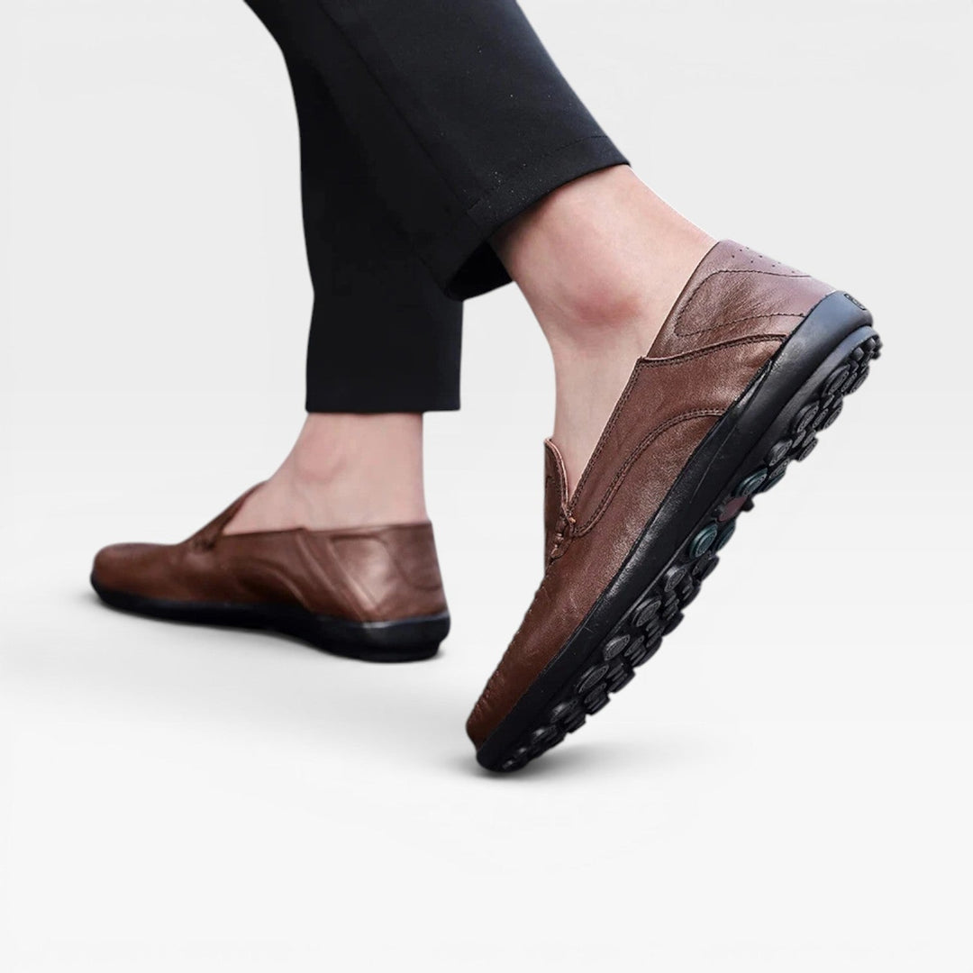 Men's Genuine Leather Loafers – Breathable Slip On Casual Summer Shoes