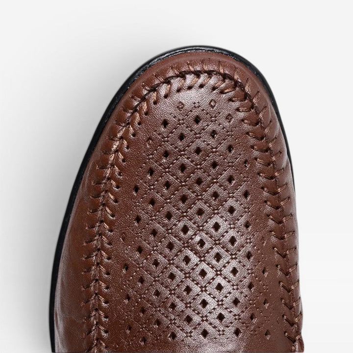 Men's Genuine Leather Loafers – Breathable Slip On Casual Summer Shoes