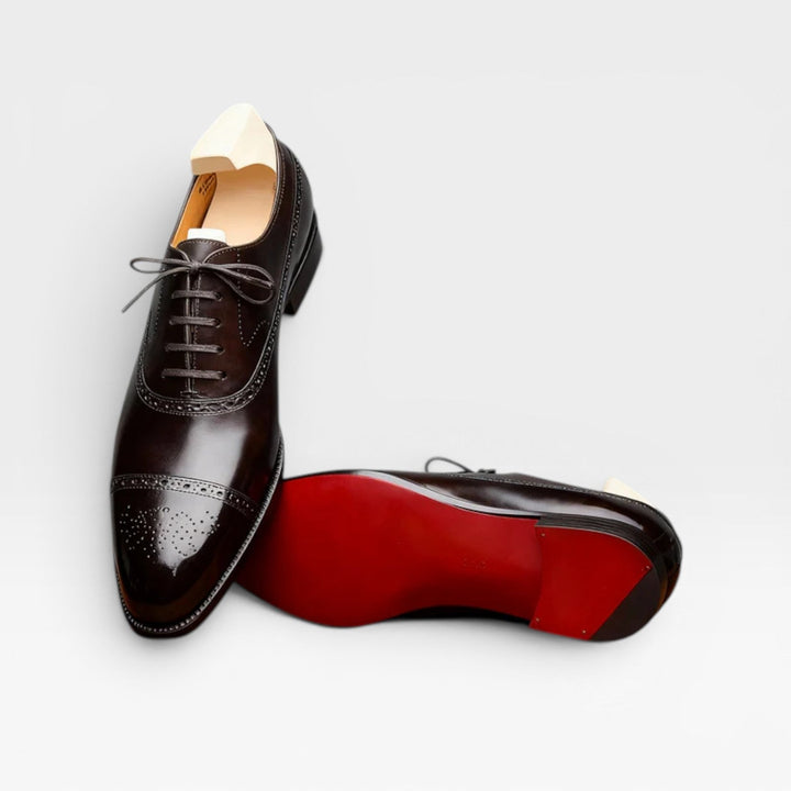 Men's Brogue Oxford Shoes – Classic Leather Lace Up Cap Toe Dress Shoes