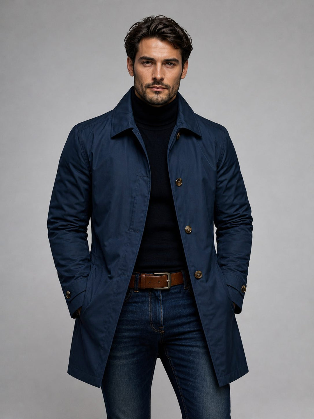 Single-Breasted Trench Coat for Men