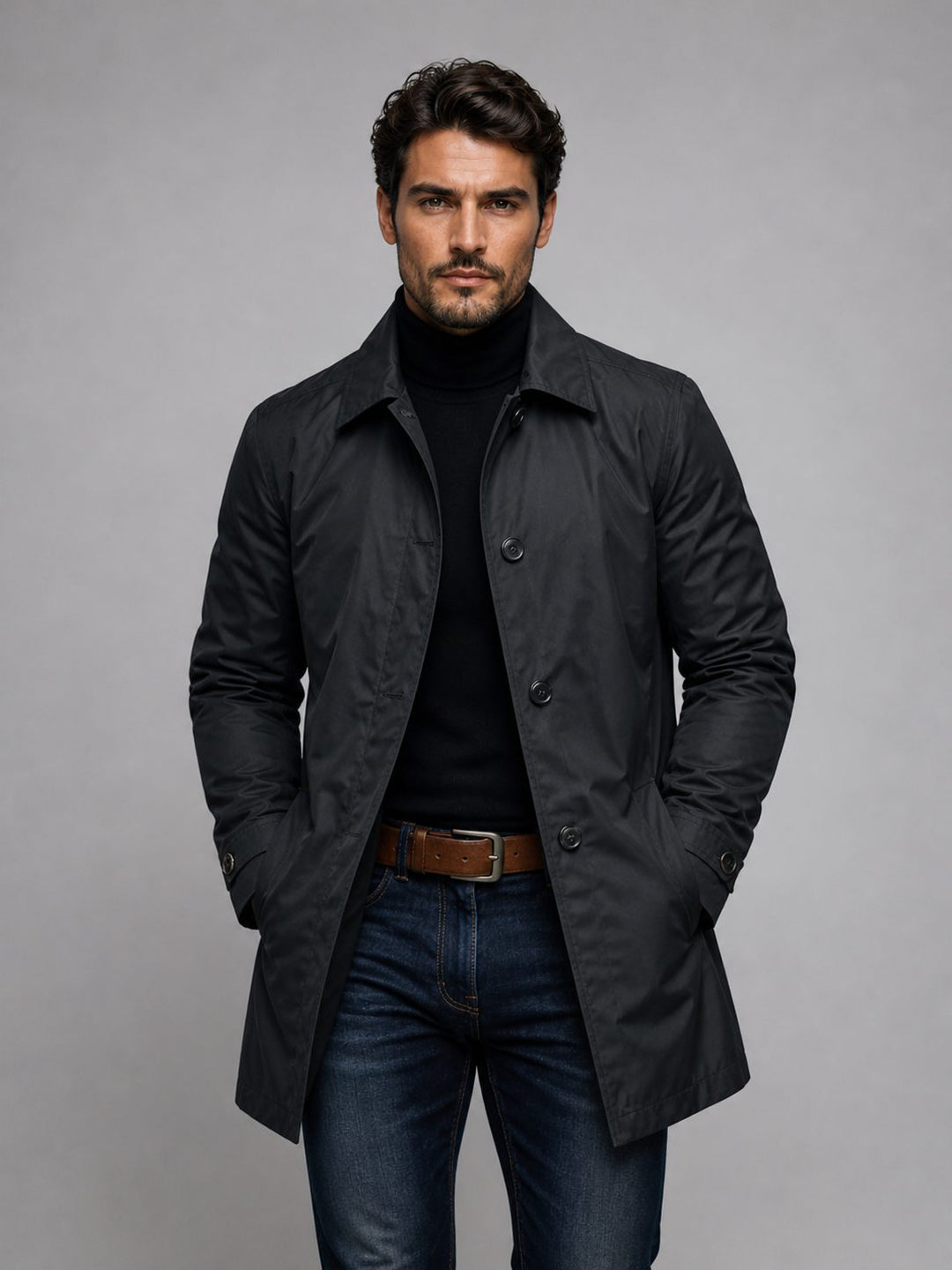 Single-Breasted Trench Coat for Men