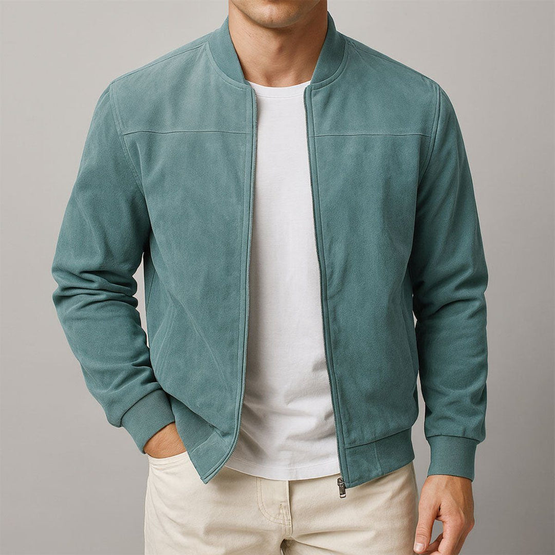 Suede Slim Fit Bomber Jacket for Men