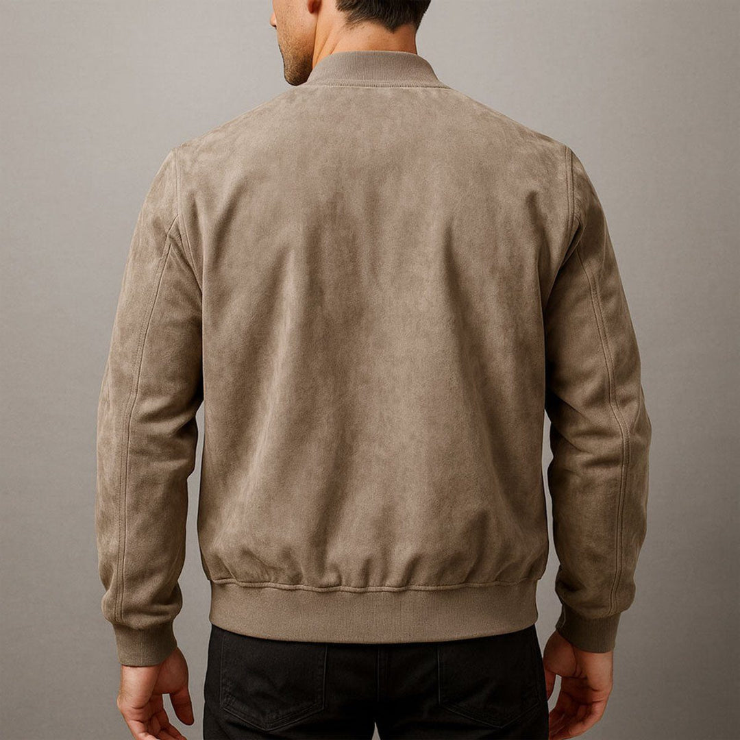 Suede Slim Fit Bomber Jacket for Men