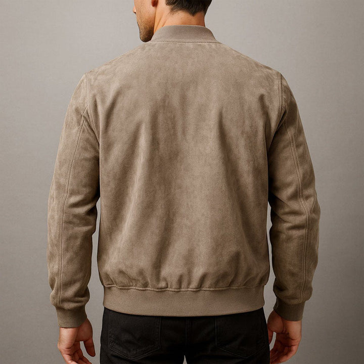 Suede Slim Fit Bomber Jacket for Men