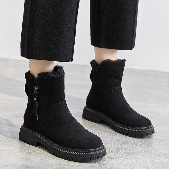 Suede Slip-On Platform Ankle Boots for Women