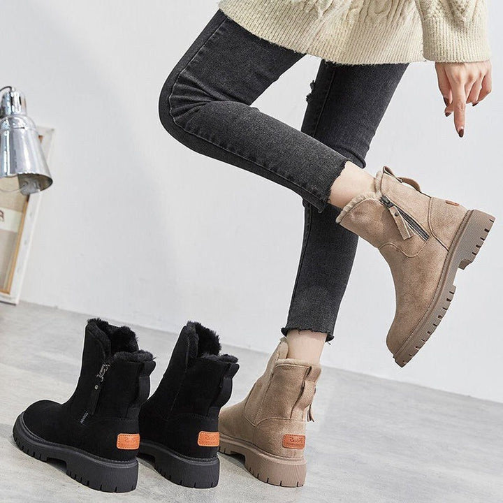 Suede Slip-On Platform Ankle Boots for Women
