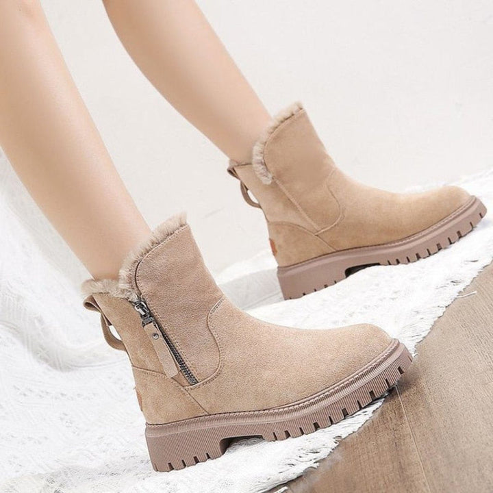 Suede Slip-On Platform Ankle Boots for Women