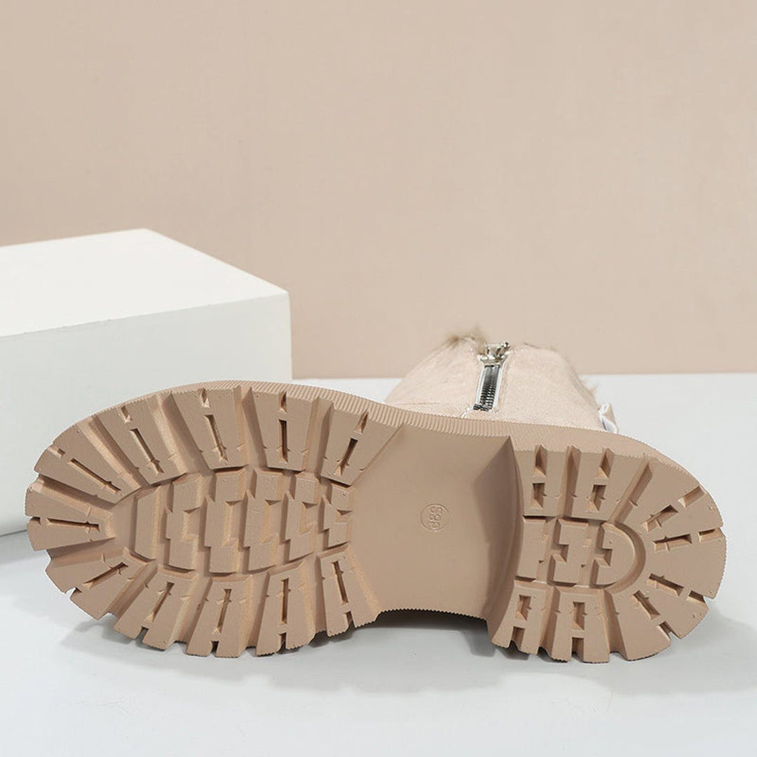 Suede Slip-On Platform Ankle Boots for Women