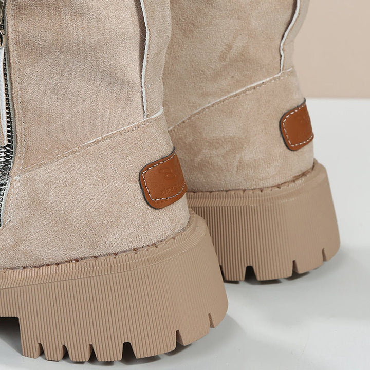 Suede Slip-On Platform Ankle Boots for Women