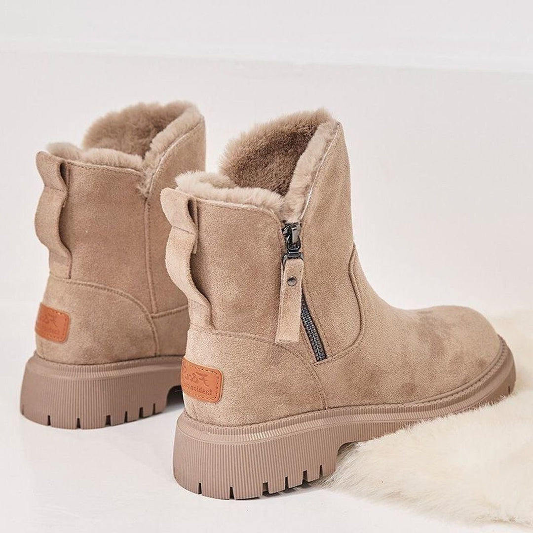Suede Slip-On Platform Ankle Boots for Women