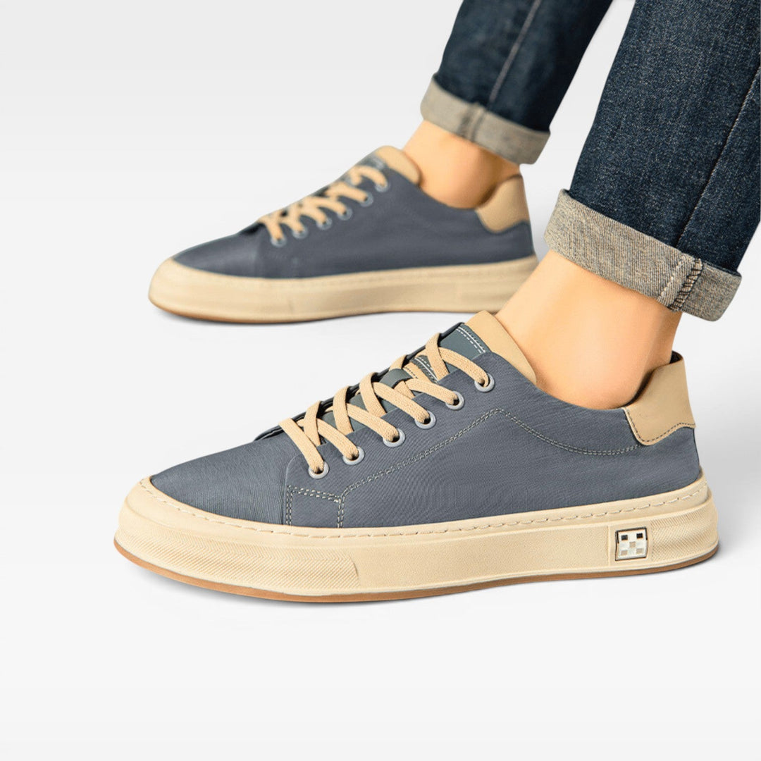 Men's Canvas Sneakers – Low Top Lace Up Casual Trainers with Contrast Trim