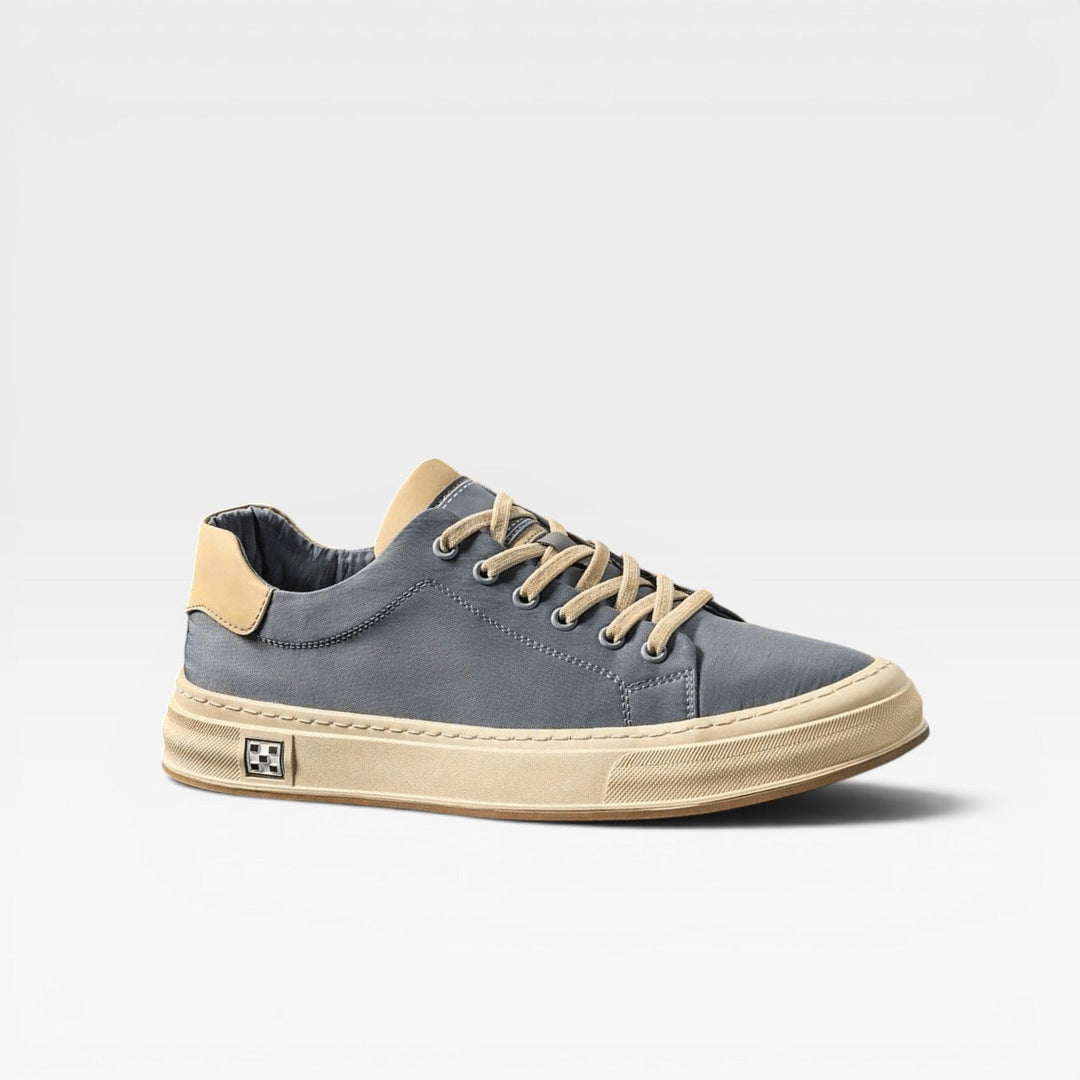 Men's Canvas Sneakers – Low Top Lace Up Casual Trainers with Contrast Trim