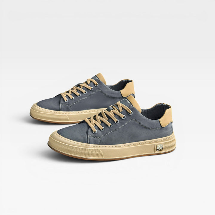 Men's Canvas Sneakers – Low Top Lace Up Casual Trainers with Contrast Trim
