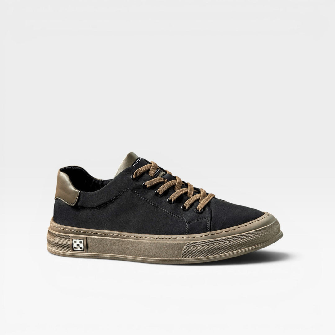 Men's Canvas Sneakers – Low Top Lace Up Casual Trainers with Contrast Trim