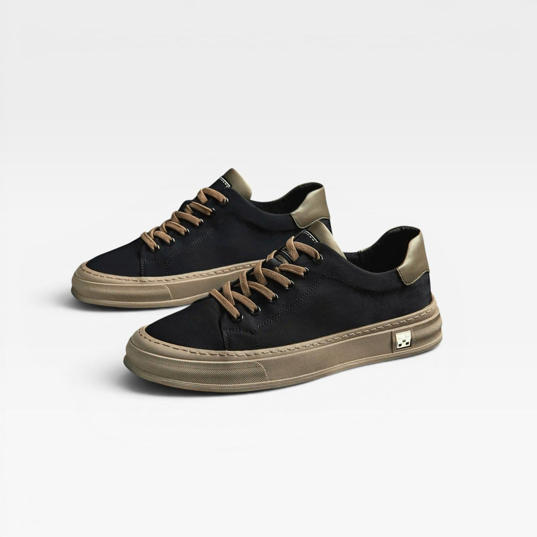 Men's Canvas Sneakers – Low Top Lace Up Casual Trainers with Contrast Trim