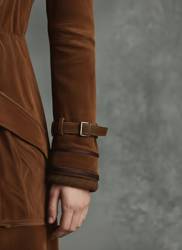 Women's Suede Trench Coat Double-Breasted