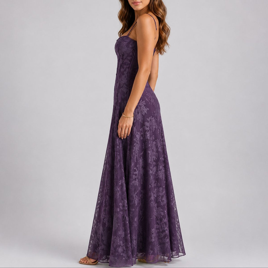 Charlotte | Women's Fall Wedding Guest Dresses Floral Corset Maxi Dress