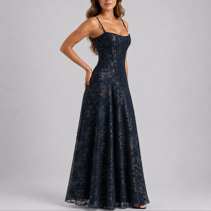 Charlotte | Women's Fall Wedding Guest Dresses Floral Corset Maxi Dress