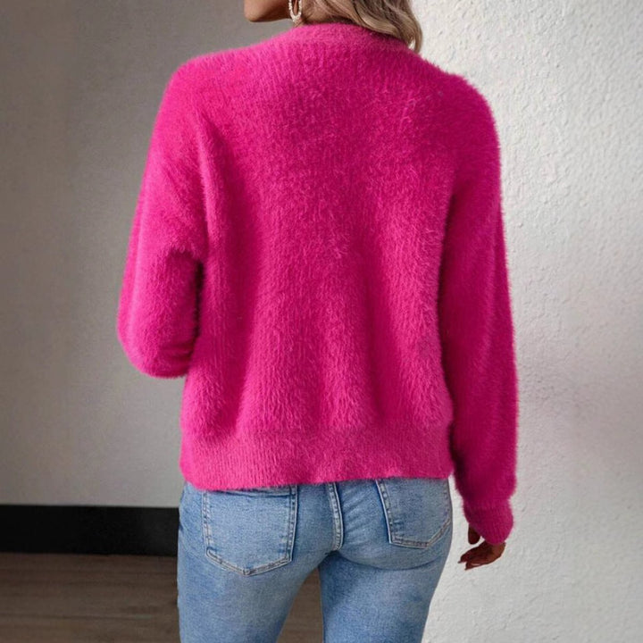 Layla | Women's Fluffy V-Neck Button-Front Knit Cardigan