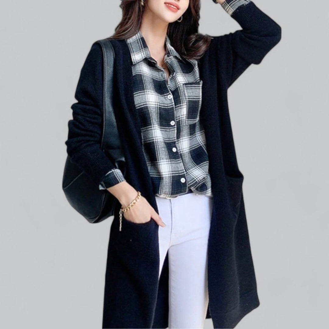 Evelyn | Women's Oversized Long Open-Front Knit Cardigan