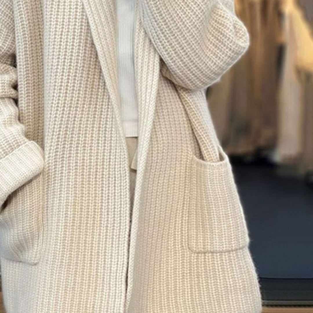 Evelyn | Women's Oversized Open-Front Knit Cardigan Scarf Collar