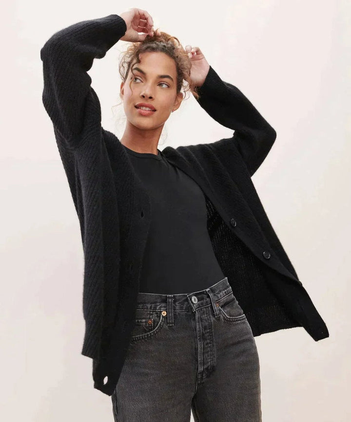 Isabella | Women's Relaxed-Fit V-Neck Cashmere Button-Front Cardigan