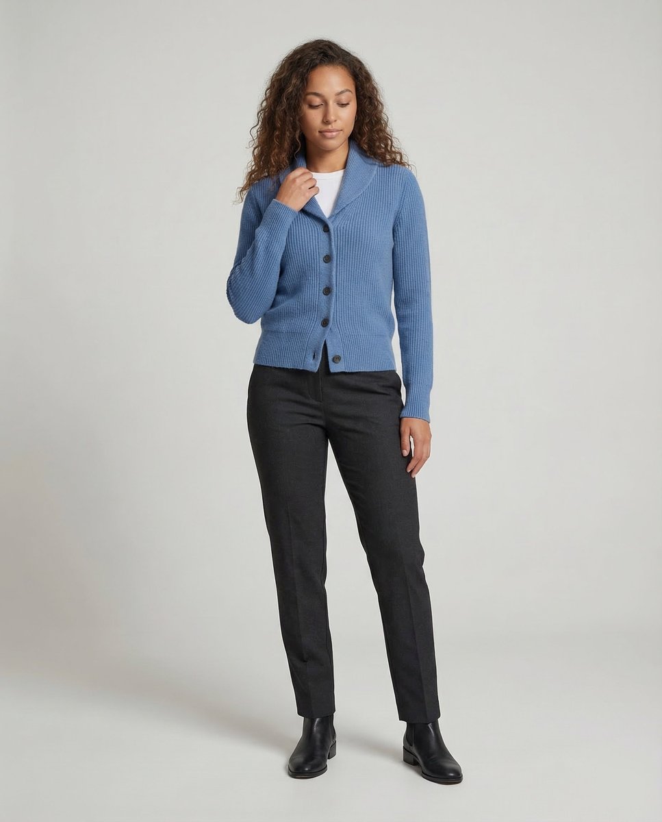Aria | Women's Ribbed Knit Button-Front Lapel Collar Cardigan