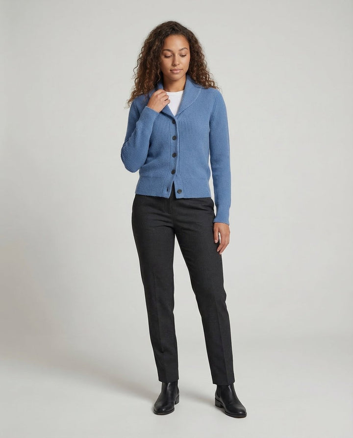 Aria | Women's Ribbed Knit Button-Front Lapel Collar Cardigan