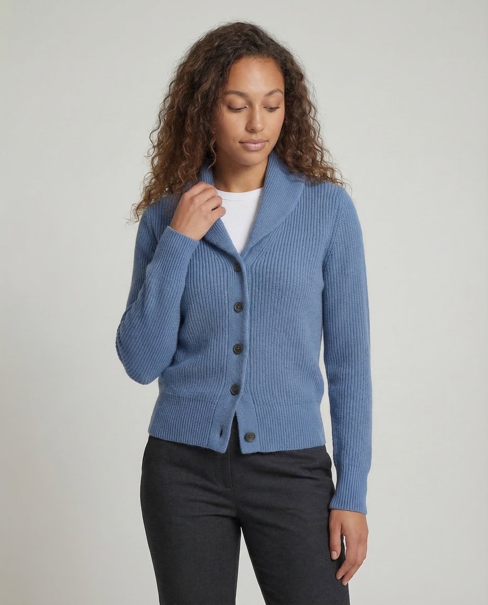 Aria | Women's Ribbed Knit Button-Front Lapel Collar Cardigan