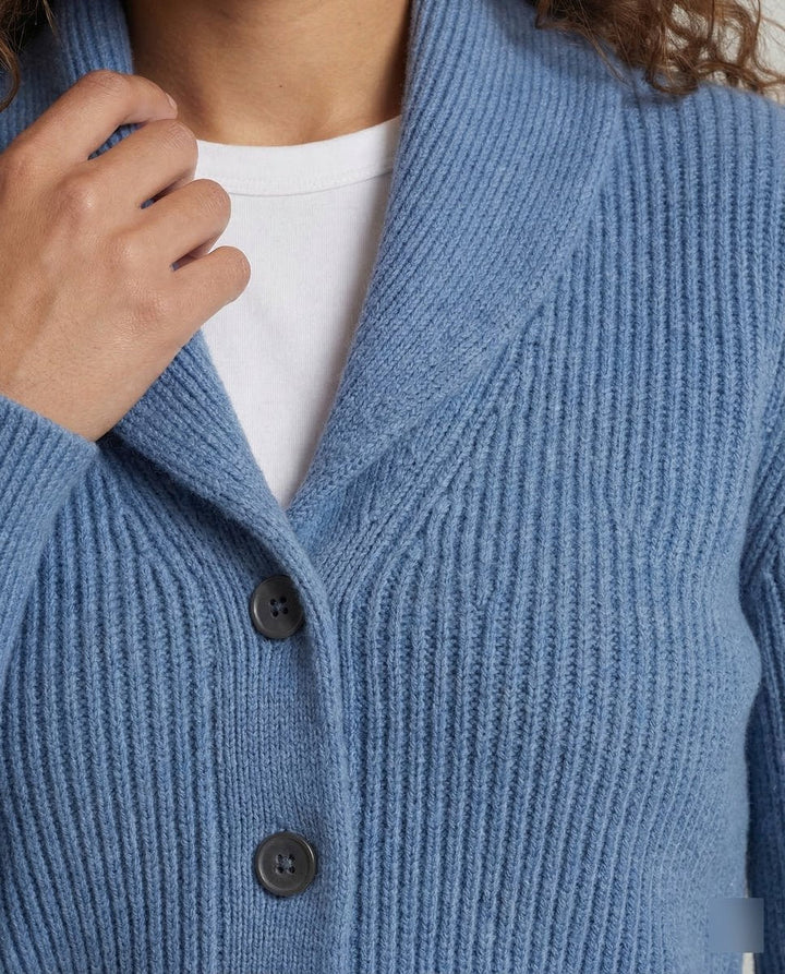 Aria | Women's Ribbed Knit Button-Front Lapel Collar Cardigan