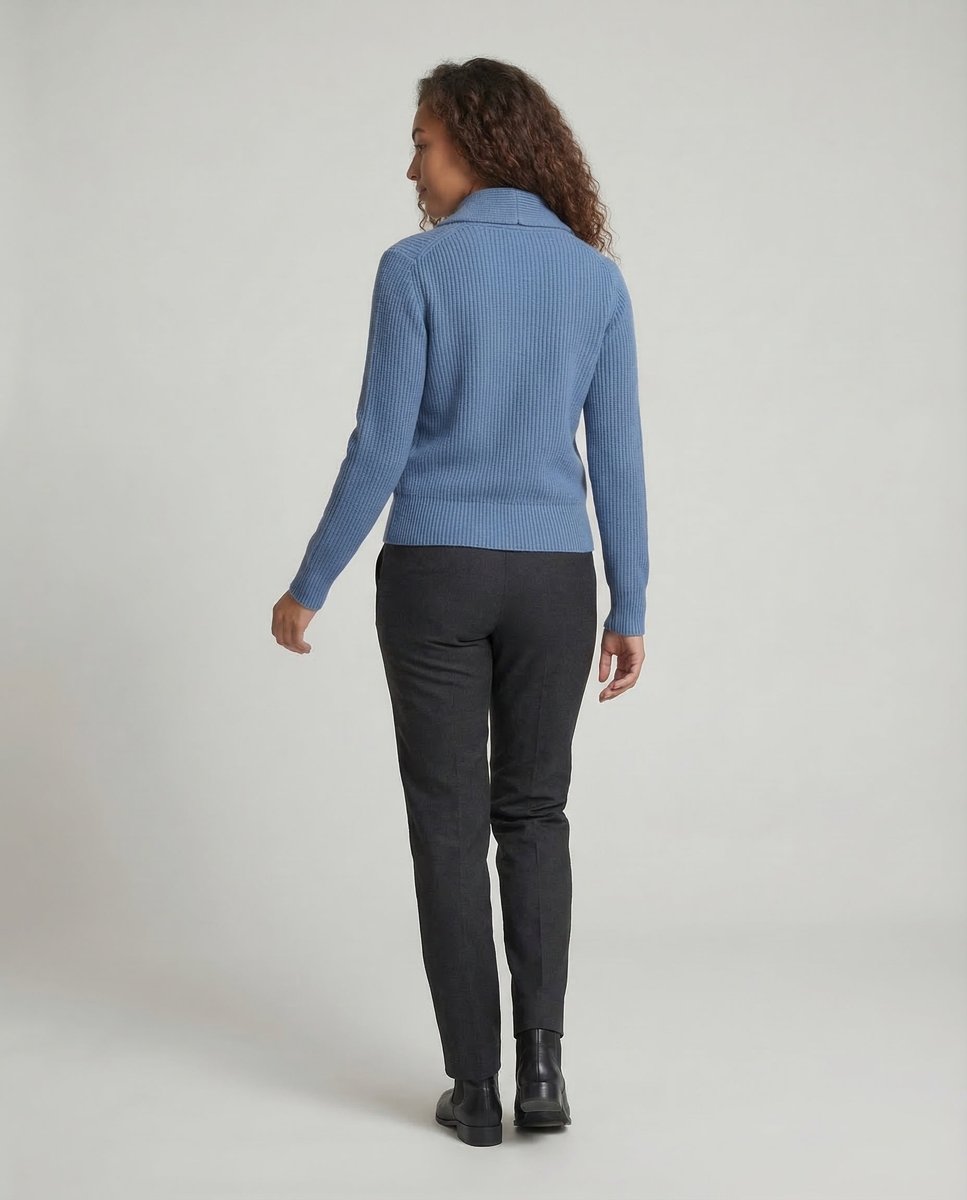 Aria | Women's Ribbed Knit Button-Front Lapel Collar Cardigan